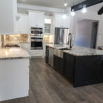 Granite Countertops with backsplash and farmers sink - Fantasy Brown Granite